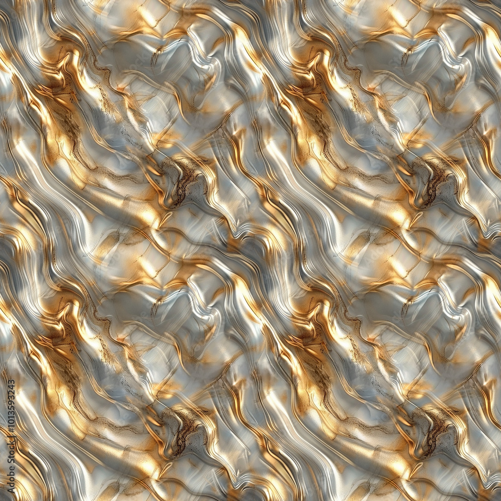 Poster elegant abstract design with flowing gold and silver waves in a luxurious pattern