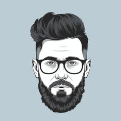vector illustration of a bearded man