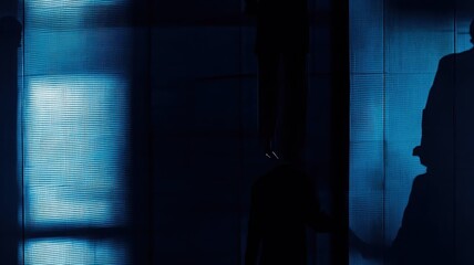 Fototapeta premium 6Businessman shaking hands with a shadowy figure, representing hidden scams in business deals Fraud, deceptive business