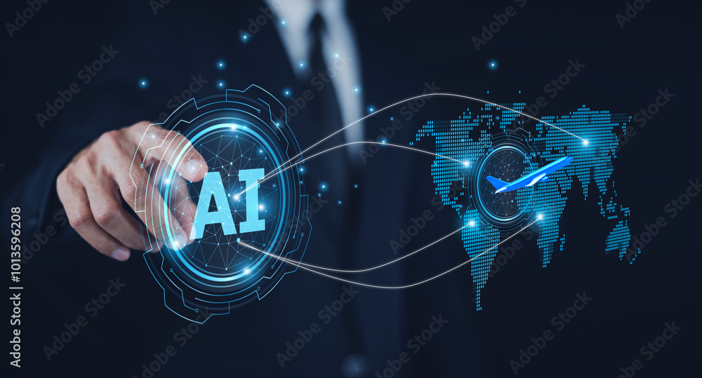 Poster business use ai technology for logistic management to distribute products to consumers in various re