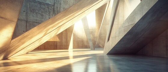 Obraz premium A large, empty room with a lot of concrete walls and a lot of light