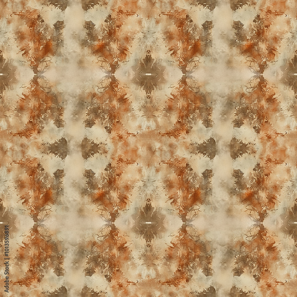 Poster Abstract textured pattern with warm earthy tones displayed in a symmetrical arrangement