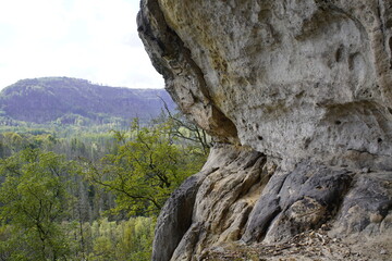 Rock formations near Kuhstall, Saxon Switzerland, Germany.
