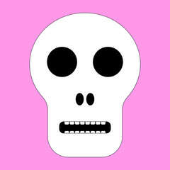 Minimalist skull illustration with bold shapes, perfect for Halloween themes, spooky designs, or Day of the Dead art projects.