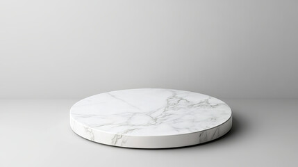 A sleek, round marble display stand with smooth surface, perfect for showcasing products or decor. Its elegant design adds touch of sophistication to any setting