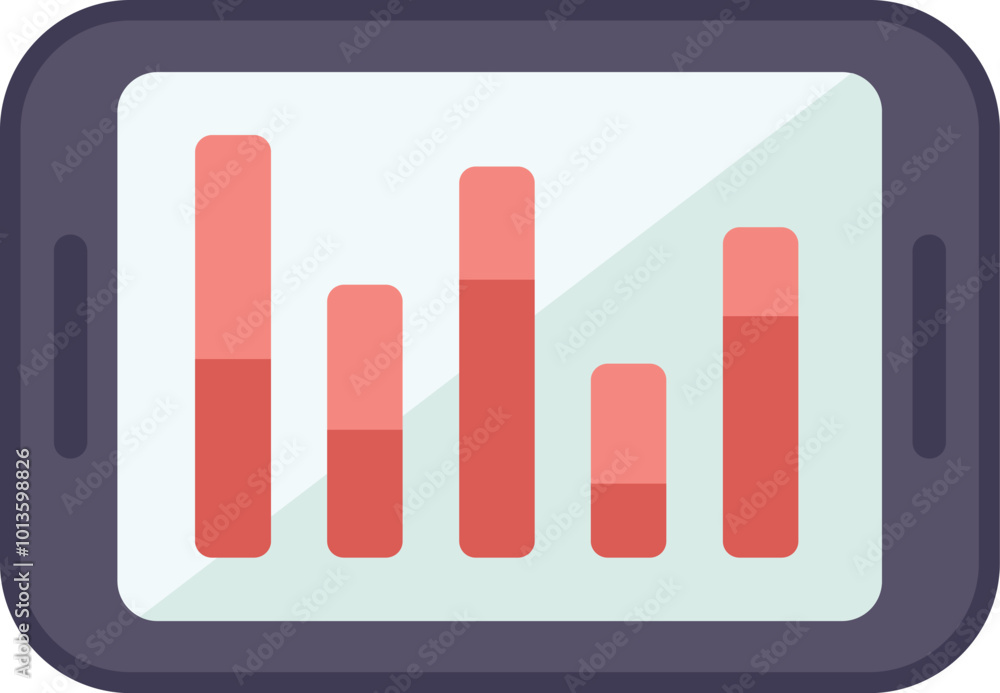 Poster smartphone is displaying a statistical graph on its screen, representing the concept of mobile busin