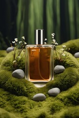 Perfume products advertisement with nature jungle for promotion