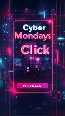 Cyber Monday Madness Vibrant Tech Inspired Banner Design with Call to Action