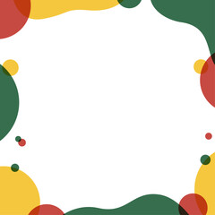 ポップなデザインの背景フレーム、曲線と円形オブジェクト、正方形サイズ、クリスマスカラー