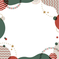 ポップなデザインの背景フレーム、冬のイメージのデコレーション、クリスマスカラー、正方形サイズ