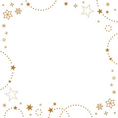 星とキラキラエフェクト、雪の結晶のデコレーションフレーム、冬のイメージデザイン、正方形サイズ