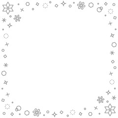 雪の結晶のデコレーションフレーム、冬のイメージデザイン、正方形サイズ