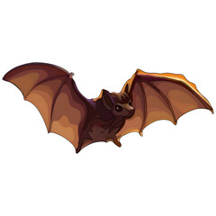 Bat animal Halloween attribute brown red color decor holiday sticker decal png illustration isolated
