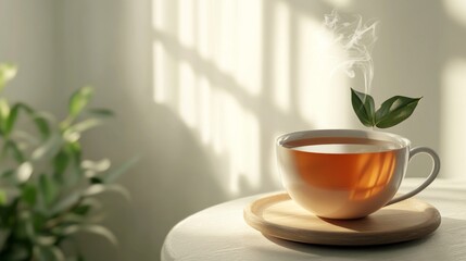 Steaming Herbal Tea in Minimalist Setting