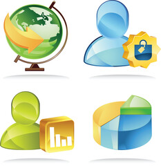 Vector illustration featuring elements symbolizing business growth, including graphs, charts, and world icons. Perfect for presentations, reports, and marketing materials.