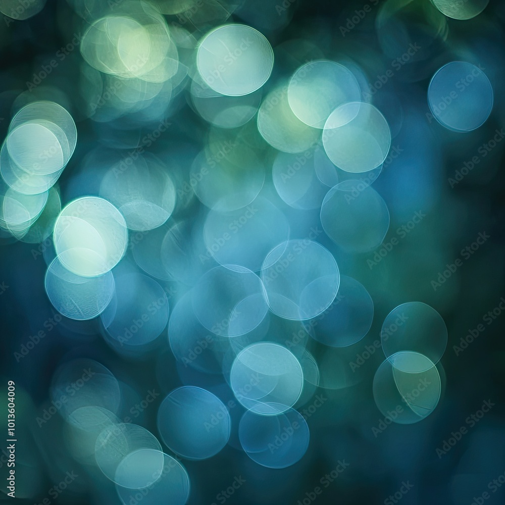 Wall mural a beautiful abstract background featuring soft blue bokeh lights, creating a dreamy and tranquil atm