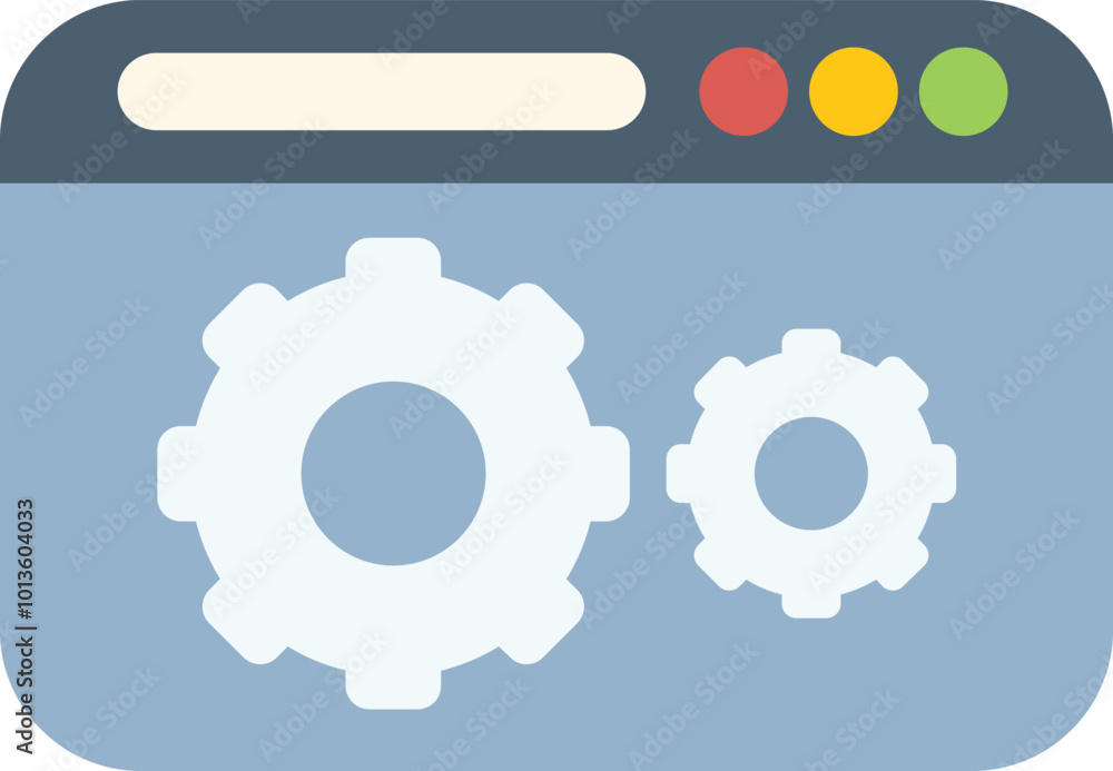 Poster browser window is displaying a website under construction, symbolized by two cogwheels turning