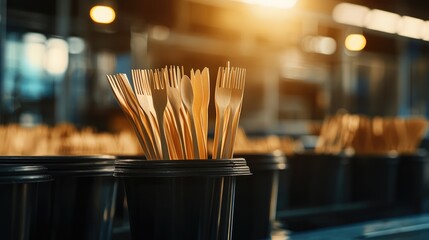 Biodegradable Cutlery Production in Modern Factory