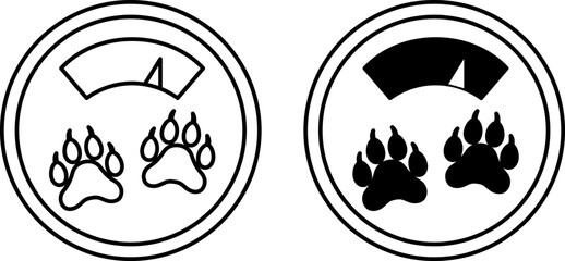Low Calories Labels. Black and White Vector Icons. Pet Weight Loss. Cat's Food Properties. Food Packaging Sticker