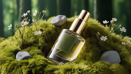 Perfume products advertisement with nature jungle for promotion