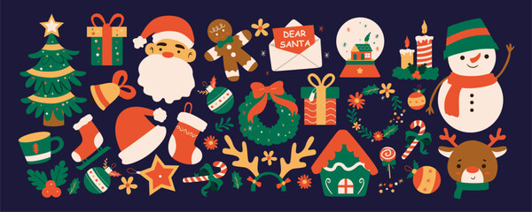 Set of Christmas Essentials Illustrations