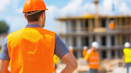 Construction engineer supervising building process.