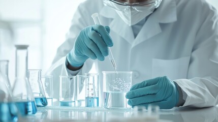 Fototapeta premium Scientist Conducting Scientific Experiments in a Laboratory with Scientific Glassware