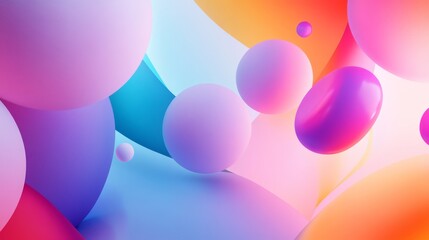 Colorful abstract composition with 3d spheres, vibrant background. Modern digital art and creativity concept