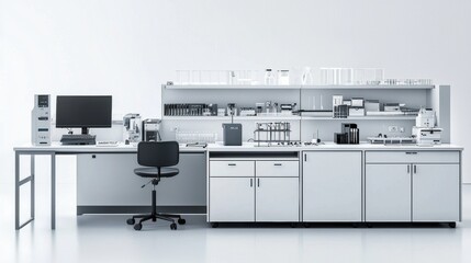 Minimalist and Organized Modern Office Workspace with Computer and Desk Equipment
