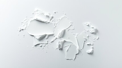 A textured patch of white material contrasts on a smooth, reflective surface with subtle light shadows forming shapes.