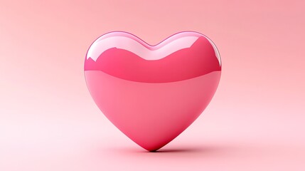 Glossy pink heart shape on a pink background.