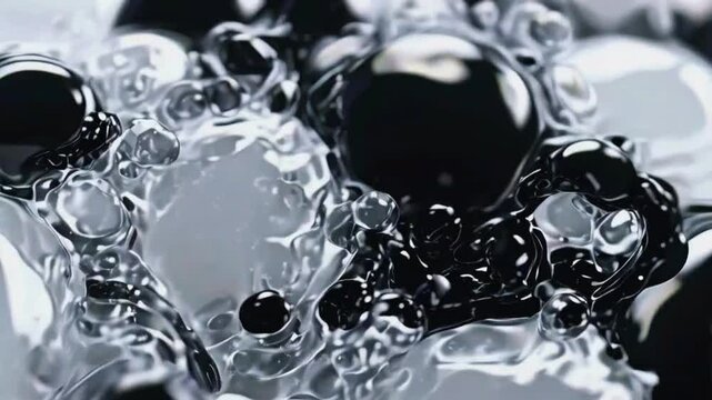 neon acrylic paint bubbles glow deep black oily liquid. bubbles, pop, and reappear in sync beat of a calming rhythm, vibrant, futuristic atmosphere, 4k High-Quality background Animation Video