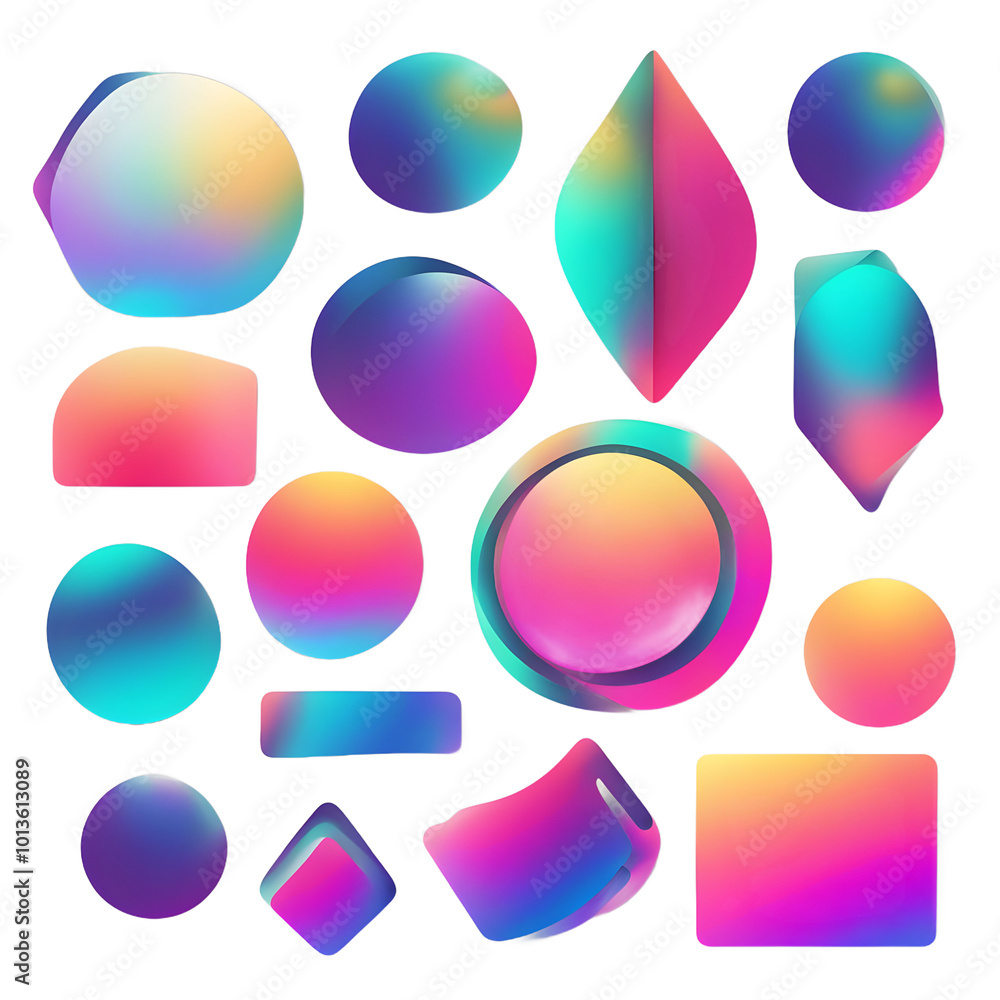 Wall mural set of bupng gradient bubble geometric shape cut out element setttons png gradient bubble geometric 