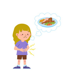 A hungry girl with rumbling tummy