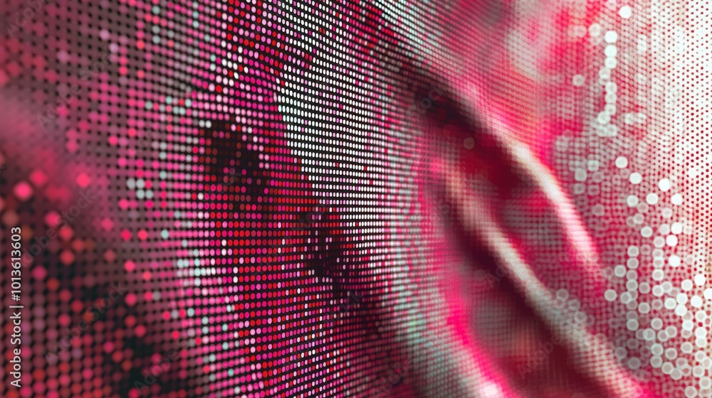 Poster close-up abstract pattern of red and white circular lights