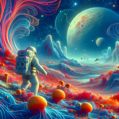 Astronaut Exploring Alien Planet