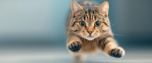Playful Tabby Cat in Motion: Captivating Moments of Feline Energy and Elegance