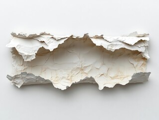white ripped paper strips with torn edges isolated on a clean white background creating a minimalist visual with a sense of texture and depth perfect for artistic or design applications