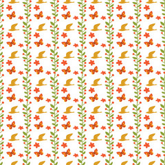 Birds And Butterflies Seamless Vector Pattern Design