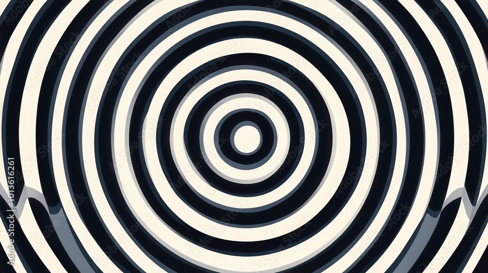 Poster concentric circles creating a hypnotic effect in monochrome design