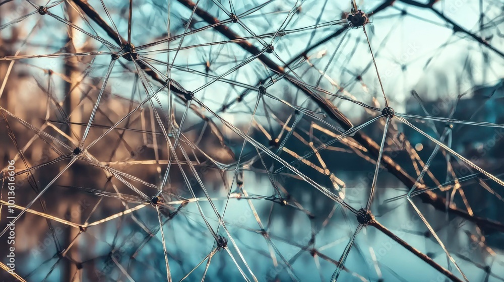 Poster abstract close-up of icy branches with delicate geometric patterns
