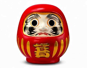 Daruma lucky doll without black eyes with the word meaning good luck and success