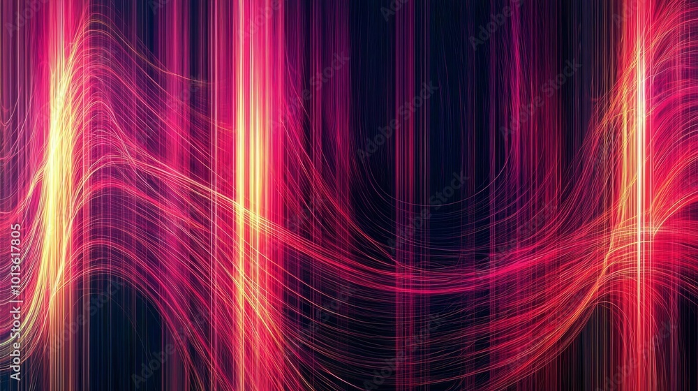 Poster abstract background with intersecting lines of light in red and yellow