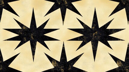 Obraz premium Abstract geometric star pattern with black and beige color scheme