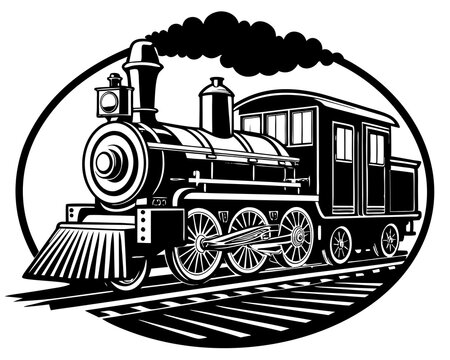 recommend clip art: Silhouette of Vintage Steam Train Vector