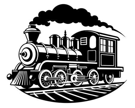 recommend clip art: Silhouette of Vintage Steam Train Vector