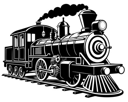recommend clip art: Silhouette of Vintage Steam Train Vector