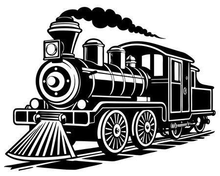 black and white steam train on tracks