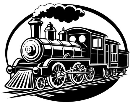 recommend clip art: Silhouette of Vintage Steam Train Vector