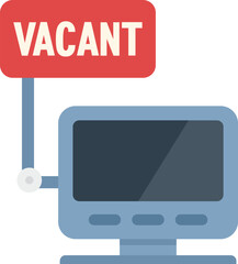 Computer is showing a vacant sign, representing the concept of online job searching